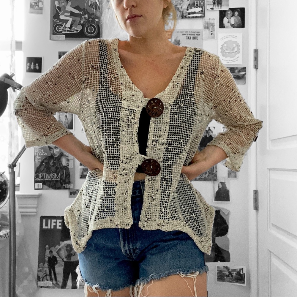 Nina Leonard Funky Vintage Net Top